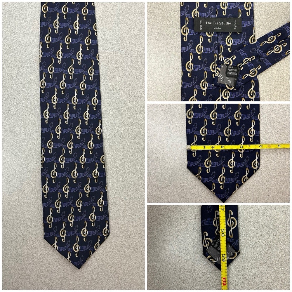The Tie Studio London Neck‎ Tie Music Note G Clef 100% Polyester 59.5"